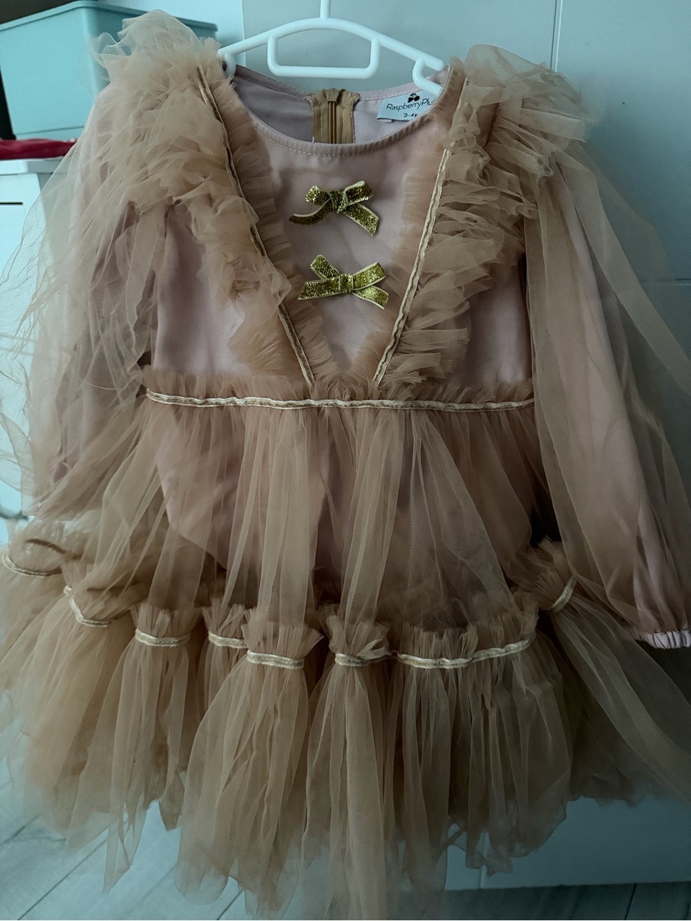 raspberry plum girls dress 3/4